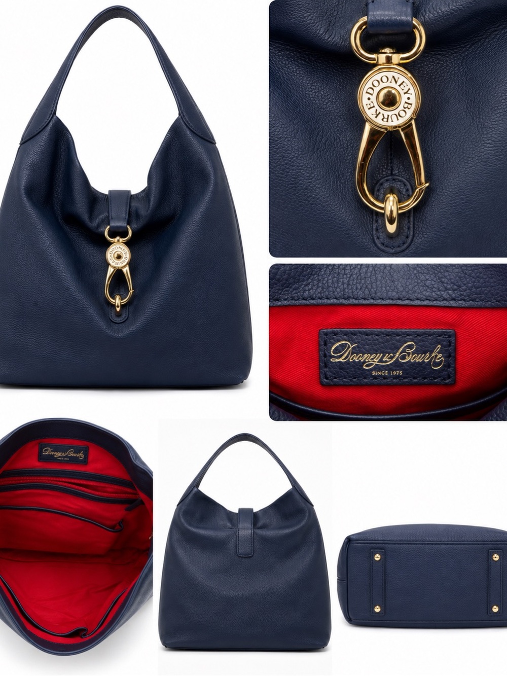 Dooney & Bourke midnight blue pebbled leather hobo bag